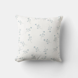 Blue Wildflower Pattern Throw Pillow