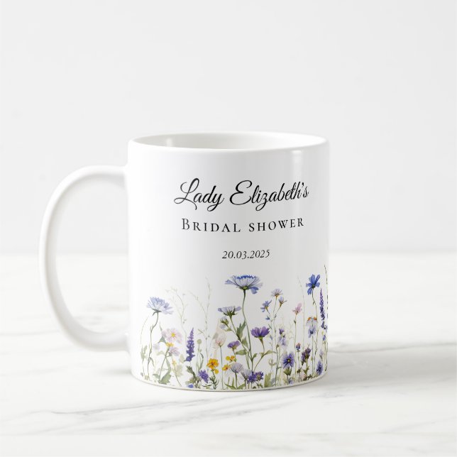 Blue Wildflower Regency Bridal Collection Coffee Mug (Left)
