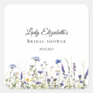 Blue Wildflower Regency Bridal Collection Square Sticker