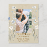 Blue Wildflower Save the Date Photo