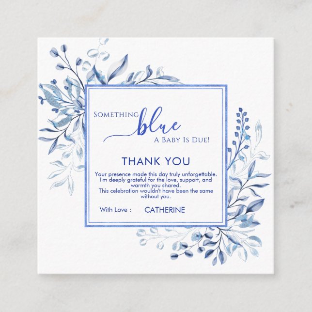 Blue Wildflower Something Blue Thank You Enclosure Card (Front)