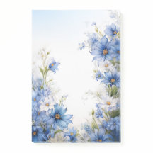 Blue Wildflower Stationery Elegant Floral  Post-it