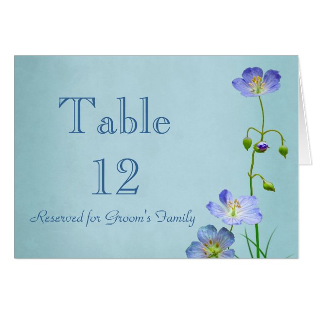 Blue Wildflower Table Number (Front Horizontal)
