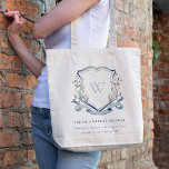 Blue Wildflower Watercolor Crest Bridal Shower Tote Bag<br><div class="desc">Pastel Wildflower watercolor Collection- it's an elegant watercolor Illustration of blue aqua watercolor delicate wildflowers with a modern minimal touch. Perfect for your modern floral wedding & parties. It’s very easy to customize,  with your personal details. If you need any other matching product or customization,  kindly message via Zazzle.</div>