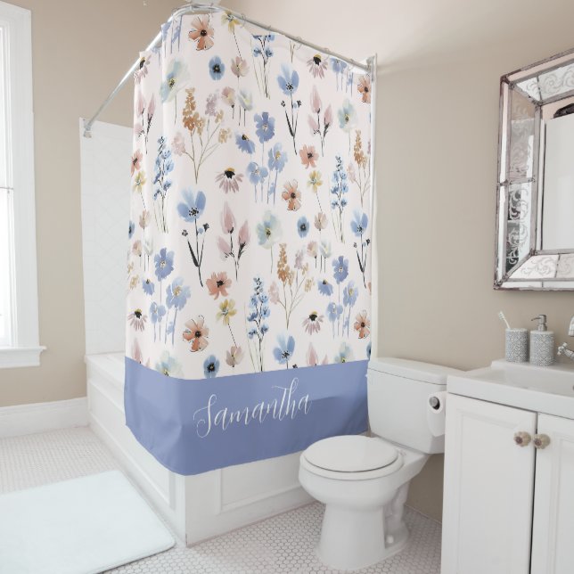 Blue Wildflower Watercolor Custom Name (In Situ)