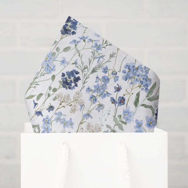 Blue Wildflower Watercolor Tissue Paper (Gift Bag)