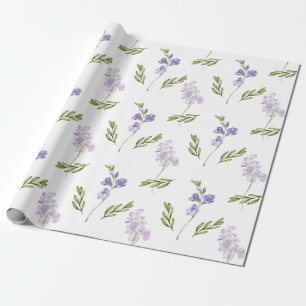 Blue Wildflower Watercolor  Wrapping Paper