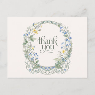 Blue Wildflower Wreath Elegant Botanical  Postcard