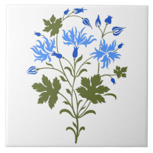 Blue Wildflowers Ceramic Tile