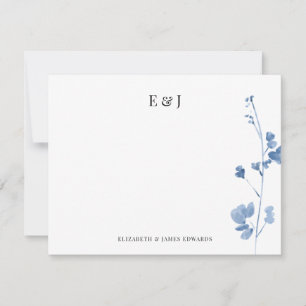 Blue Wildflowers Classic Elegant Couple Initials Card