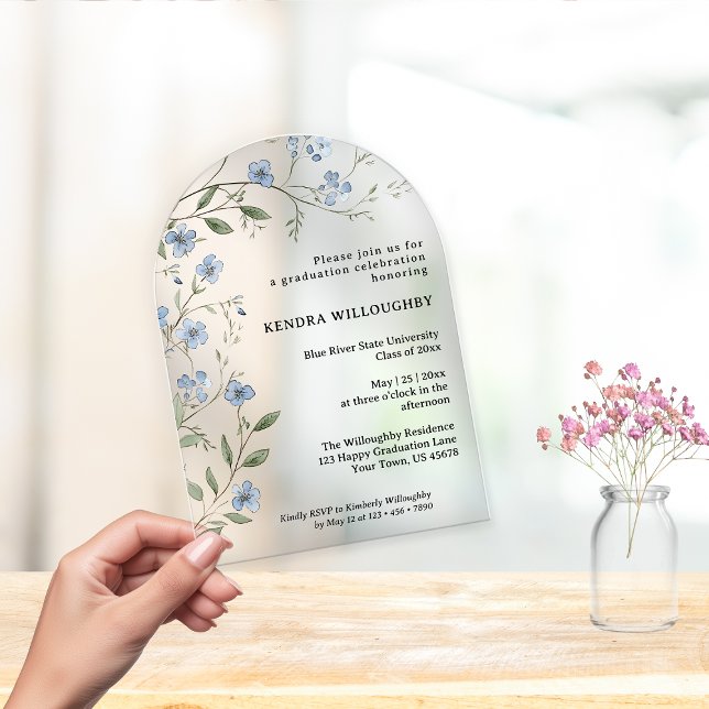 Blue Wildflowers Graduation Arch   Acrylic Invitations (Creator Uploaded)