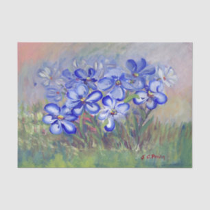Blue Wildflowers in a Field Fine Art Painting Tissue Paper