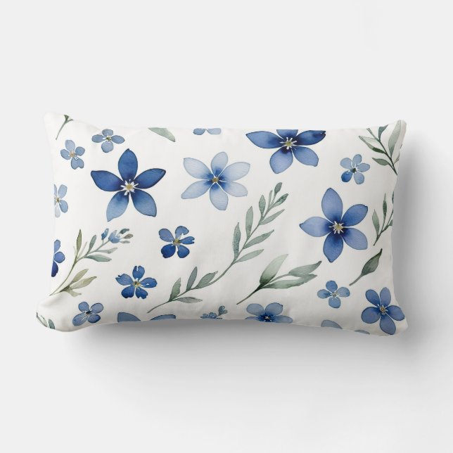 Blue Wildflowers Lumbar Pillow (Front)