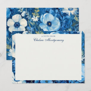 Blue Wildflowers Oil Painting Personalized Card