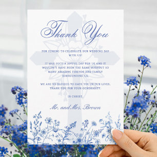 Blue Wildflowers Religious Wedding Thank You Card