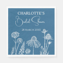 Blue Wildflowers Sketched Floral Bridal Shower