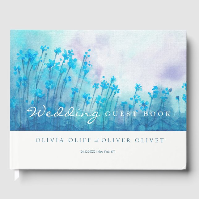 Blue Wildflowers Wedding  Guest Book (Front)