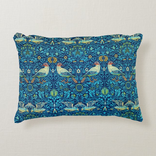 Blue William Morris Art Birds Coussin (Devant)