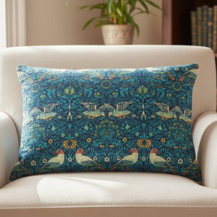 Blue William Morris Art Birds Pillow