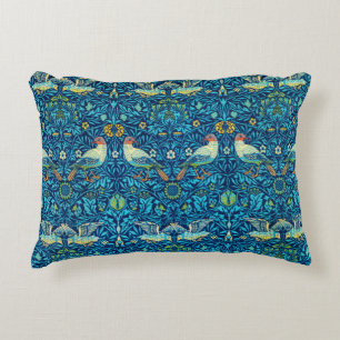Blue William Morris Art Birds Pillow