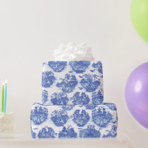 Blue Willow Animal Rabbit Deer Fox Toile Unique