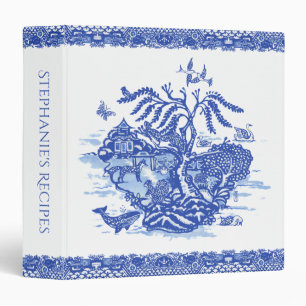Blue Willow Border Animal Island Whimsical Design Binder