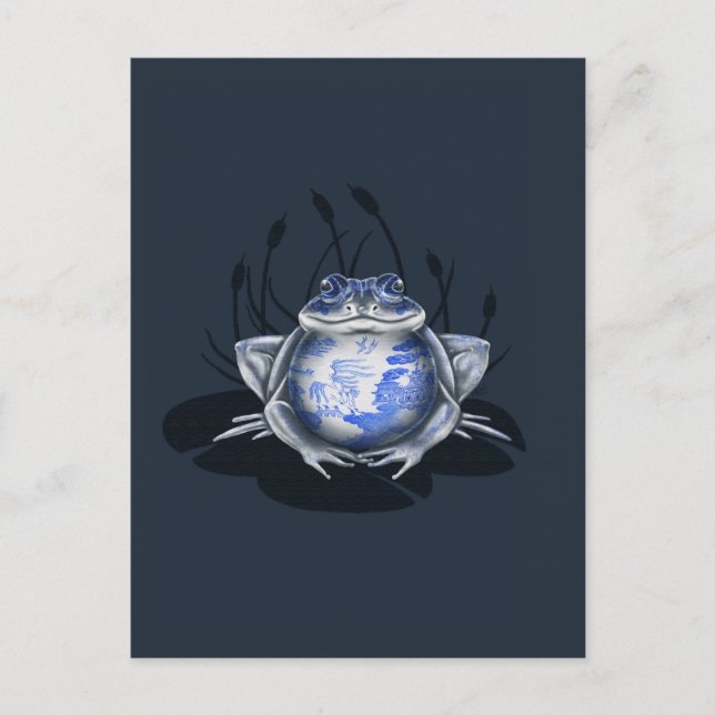 Blue Willow Bull Frog Postcard (Front)