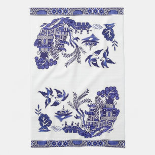 Blue Willow China Design Kitchen Towel
