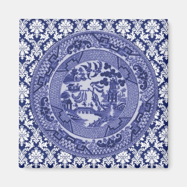 Blue Willow China Design Magnet v4 (Devant)