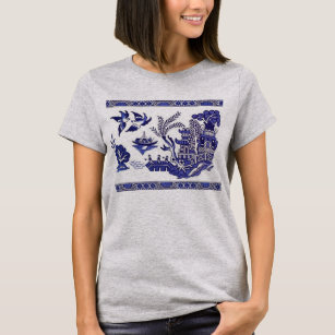 Blue Willow China Design Transparent Background T-Shirt