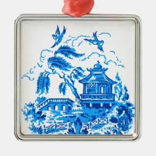 Blue Willow Chine Bleu & Blanc Ornement