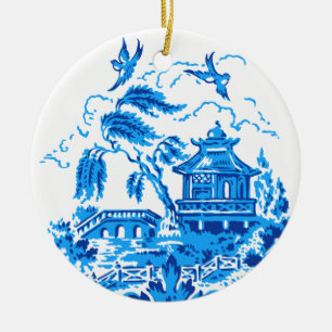 Blue Willow Chine Bleu & Blanc Ornement