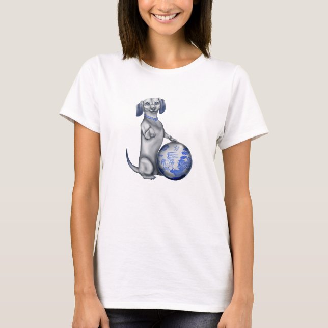 Blue Willow Dachshund Shirt (Front)