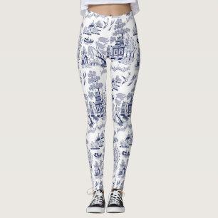 Blue Willow Design Leggings