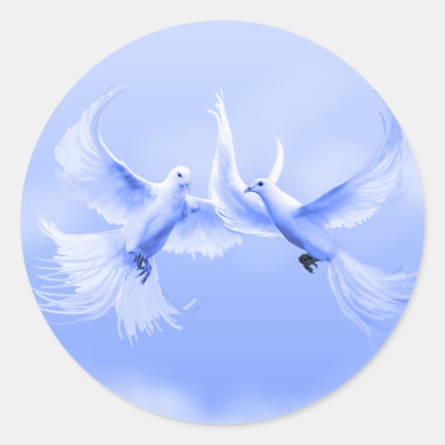 "Blue Willow Doves" ~ 1.5" Round Sticker (Front)