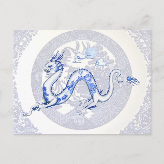Blue Willow Dragon Postcard (Front)