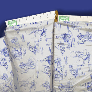 Blue Willow Kitty Cat Bathroom Toile Fabric