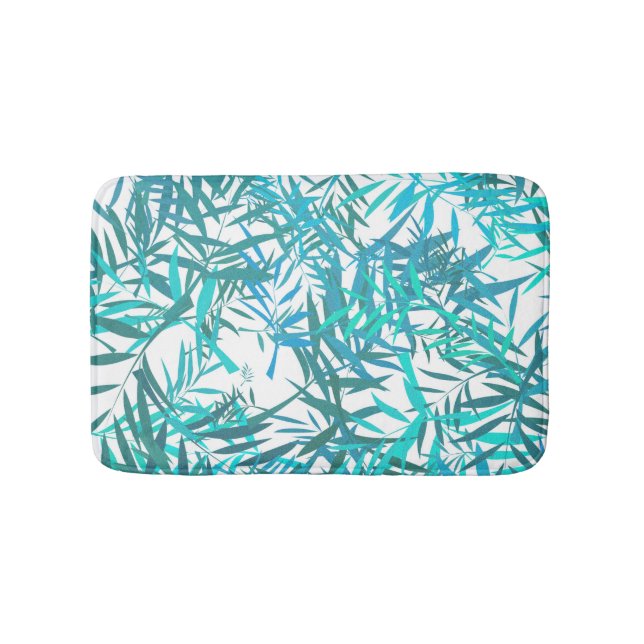 Blue Willow Leaves Bath Mat (Front)
