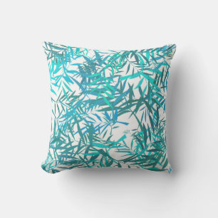 Blue Willow Leaves Throw Pillow