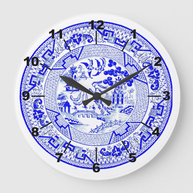 Blue Willow Pattern [1912] Large Clock (Front)