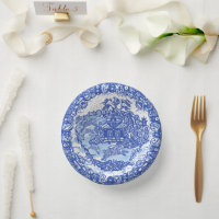 Blue Willow Rabbit Classic Asian Vintage Crackle