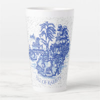 Blue Willow Rabbit Island Whimsical Crackle Look