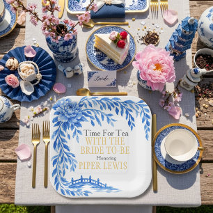 Blue willow Rose bridge Tea Time Paper Plate