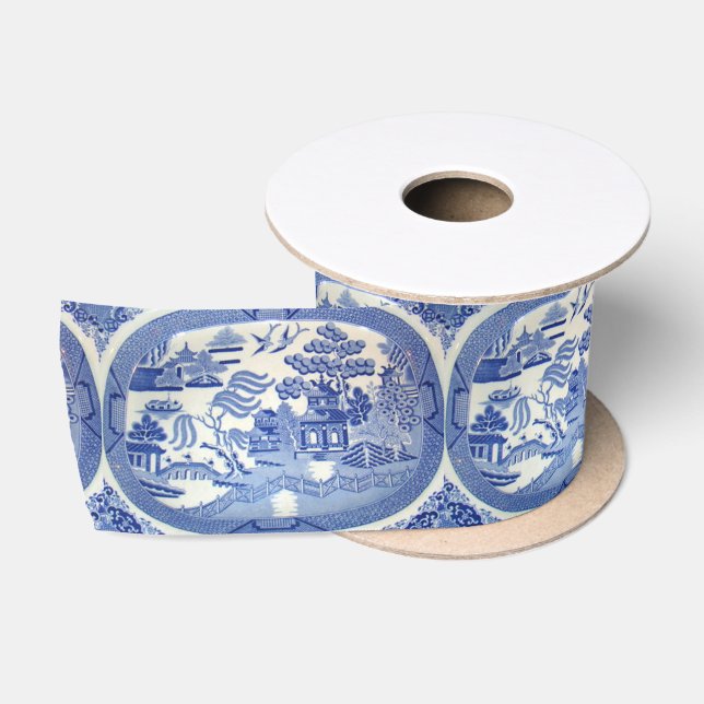 Blue Willow Satin 3" Ribbon PERFECT for any Gift Satin Ribbon (Spool)