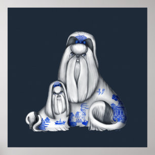 Blue Willow Shih Tzu Poster