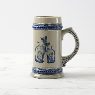 Blue Willow Siamese Cats Beer Stein