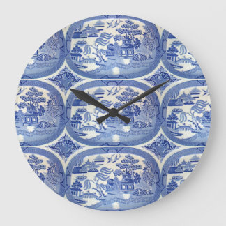 Blue Willow Time - Add vintage class to your wall Large Clock