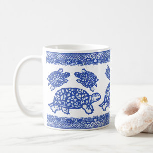 Blue Willow Turtle Tortoise Cute Whimsical Animal Coffee Mug