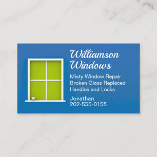 Blue Window Replacement Repair Washing Business Card