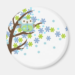 Blue Windy Tree Owl Magnet